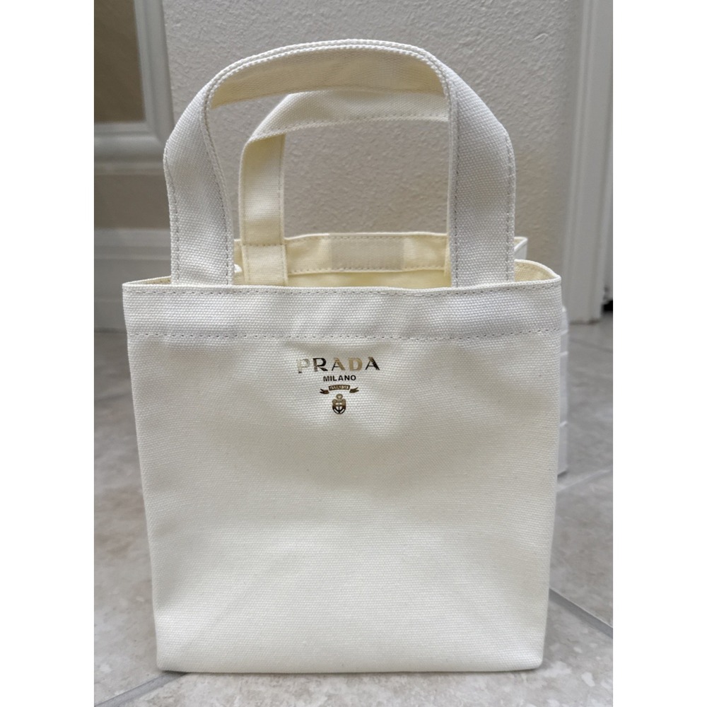 PRADA Ivory Small Canvas Mini Tote New Novelty 2024 GWP Luxury Logo
